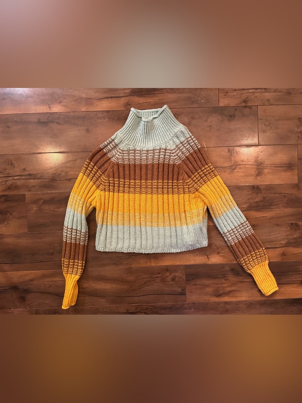 BDG Chunky Colorblock Mock Neck Sweater Cozy Cottagecore Small Fall Winter